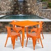 Flash Furniture Commercial Grade 31.5" Square Metal Indoor-Outdoor Table Set with 4 Arm Chairs - 2 of 4