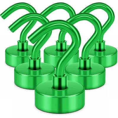 LunaLulinlk Magnetic Hooks, Heay Duty Magnets with Hook for Refrigerator, Magnetic Hook for Cruise Cabins, Classroom, Green, Pack of 6