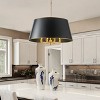 Modern Black and Gold Drum Chandelier, 8-Light Pendant Light Fixture for Dining Room or Entryway - 3 of 4