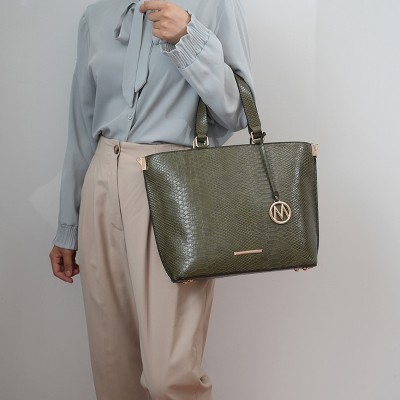 MKF Collection Beryl Python-embossed Women’s Tote Bag with Wristlet by Mia K - Olive — фото 3