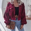 Coolmee Women's Cropped Shacket Fashion Button Down Corduroy Shacket Jackets Casual Long Sleeve Crop Jackets Tops - 3 of 4