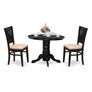 3-Piece Black Finish Solid Wood Top - Dining Room Set - Seats 4 - 1 of 4