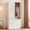 65" Wood Armoire,2-Door Wardrobe w/2 Drawers & Hanging Rod - Storage for Bedroom, Entryway, Laundry,Closet - 2 of 4