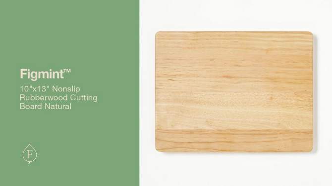 10&#34;x13&#34; Nonslip Rubberwood Cutting Board Natural - Figmint&#8482;, 2 of 6, play video