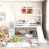 Infans Loft Bed w/ Slide & Storage Staircase Twin Over Twin House-shaped Bunk Bed White - 4 of 4