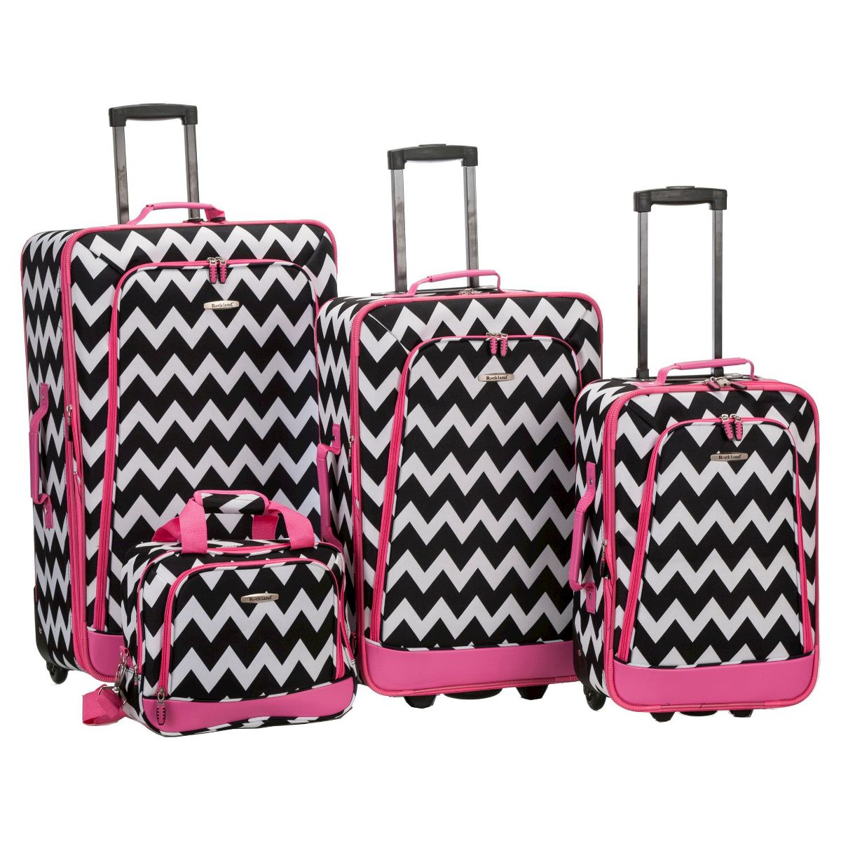 Rockland Escape 4pc Softside Checked Luggage Set