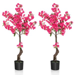 Costway 1/2 Pack 42" Artificial Plum Blossom Tree with 92 Flowers & Realistic Trunk Indoor - 1 of 4