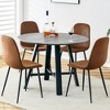 5-Piece Dining Set with Round Table and 4 Comfortable Technology-Fabric Brown Chairs - 2 of 4