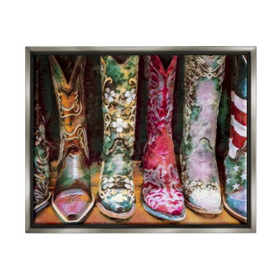 Stupell Industries Cowboy Boots Various Bold Designs Americana Apparel Floater Canvas Wall Art