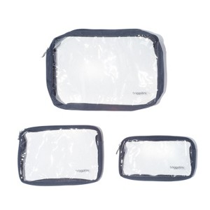 baggallini Clear Travel Pouches 3 Piece Set Cosmetic Toiletry Bags - 1 of 4