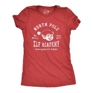 Womens North Pole Elf Academy T Shirt Funny Christmas Party Santas Helpers Tee For Ladies - Crazy Dog Women's T Shirt - 1 of 4