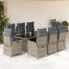vidaXL Patio Dining Set with Cushions Table and Chair Furniture Poly Rattan - Gray Glass 8 - 2 of 4