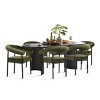 7-Piece Dining Table Set with Velvet Armchairs, 79" Oval Table and 6 Ultra-Comfort Upholstered Chairs for Dining Room-Maison Boucle - 3 of 4