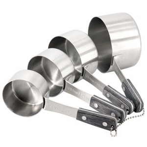 Oster Blakeley 4 Piece Stainless Steel Measuring Cup Set in Dark Gray with Wood Handles - 1 of 4