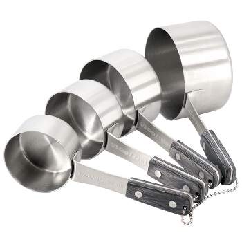 Oster Blakeley 4 Piece Stainless Steel Measuring Cup Set in Dark Gray with Wood Handles