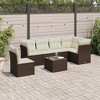 vidaXL Patio Sofa Set with Cushions Outdoor Conversation Furniture Poly Rattan - Brown and Cream Without Table - 2 of 4