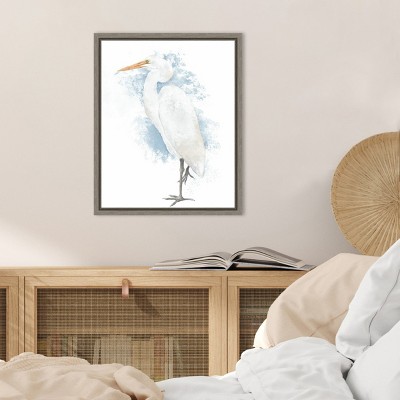 Coastal Heron Watercolor Canvas Wall Art Print, 16 x 20 inches