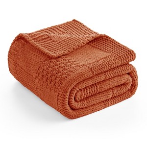 Chenille Knit Throw Blanket ，Soft Checkered Texture for Sofa, Bed, and Living Room-Amelie Home - 1 of 4