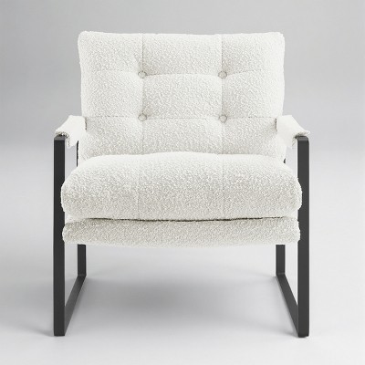 Art Leon Mid Century Modern Fabric Accent Chairs with Padded Armrest and Metal Frame
