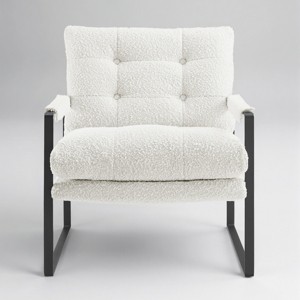 Art Leon Mid Century Modern Fabric Accent Chairs with Padded Armrest and Metal Frame - 1 of 4