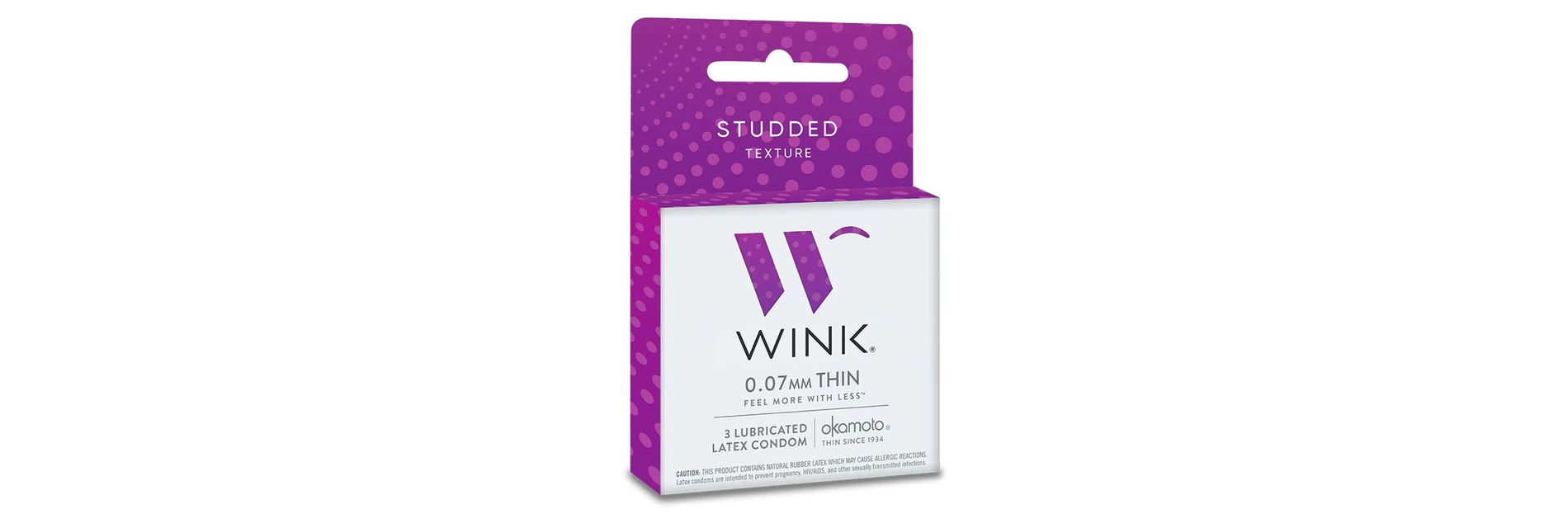 Wink Studded Texture Thin Lubricated Condom 0.07mm, 3 Ct