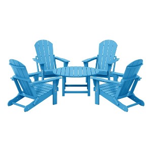 WestinTrends Malibu 5-Piece HDPE Folding Adirondack Chair Outdoor Patio Conversation Set - 1 of 4