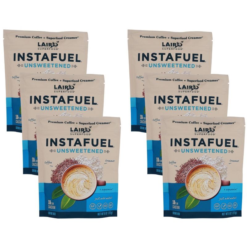 Laird Superfood Instafuel Unsweetened Premium Coffee + Superfood Creamer Mix - Case of 6/8 oz, 1 of 8