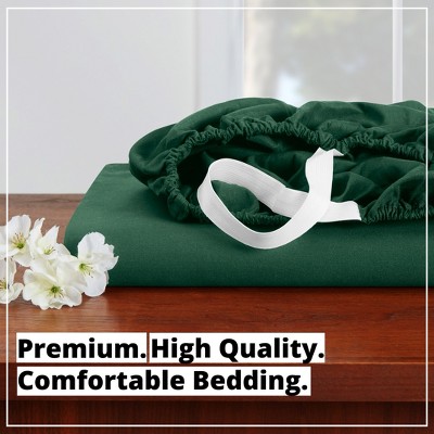 Deep Pocket Dark Green Queen Microfiber Fitted Sheet