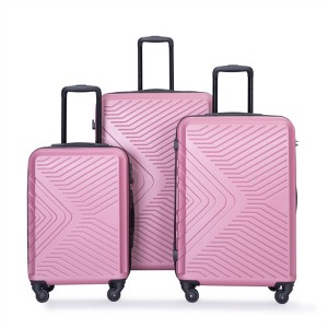 BEAFUP Set of 3  Luggage Sets ABS Lightweight Suitcase with Two Hooks, Spinner Wheels, TSA Lock, (20/24/28) - 1 of 4