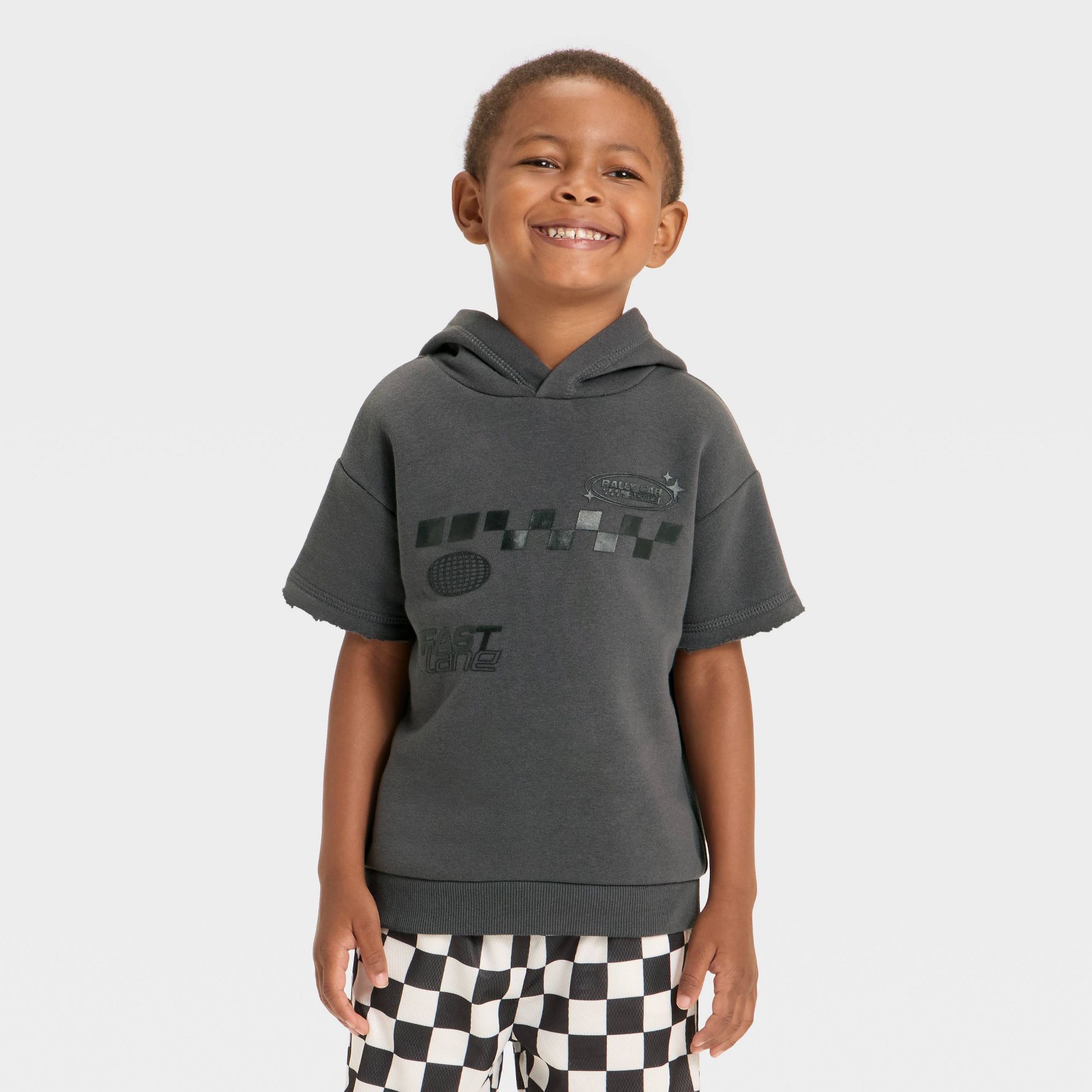 Grayson Mini Toddler Boys' Racing Hoodie T-Shirt - Gray 3T