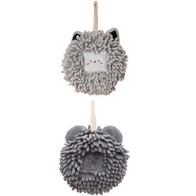 REGALWOVEN Cute Soft Absorbent Quick Drying Chenille Hanging Hand Towel 2 Pcs