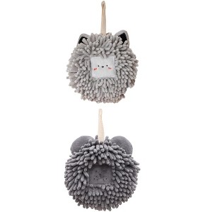 REGALWOVEN Cute Soft Absorbent Quick Drying Chenille Hanging Hand Towel 2 Pcs - 1 of 4