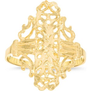 10k Yellow Gold 21mm Dotted Openwork Filigree Ring - 1 of 4
