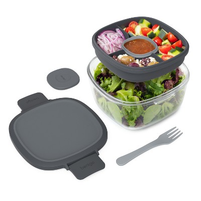 Bento Lunch Box Salad Container Salad Bowls 2 Compartments with Salad  Dressing Container Lunch Container For Salad Box Food