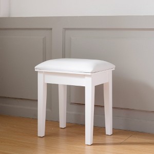 Vanity Stool With Non-slip Mat Solid Wood Legs, PU Leather Surface, Sponge Pad Weight Capacity Up To 264 Pounds Makeup Bench Dressing Stool - 1 of 4