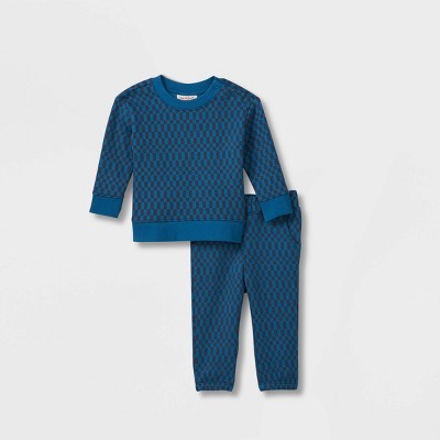 Baby Patterned Fleece Top & Bottom Set - Cat & Jack™ Blue 