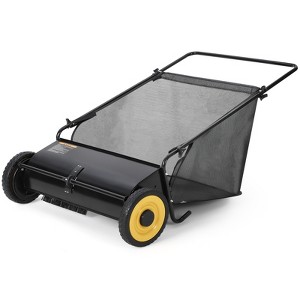 COZONY 26" Push Lawn Sweeper, 7 Cu. Ft. Hopper, 4 Spinning Brushes, Adjustable Height, Steel Frame, Rubber Wheels for Leaves & Grass - 1 of 4