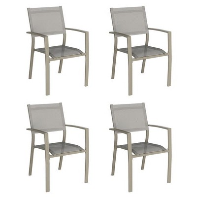 Heynemo Patio Dining Chair, Aluminum Outdoor Dining Chairs with Cushions, Metal Outdoor Patio Furniture Seating for Porch, Balcony, Khaki