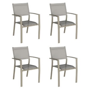 Heynemo Patio Dining Chair, Aluminum Outdoor Dining Chairs with Cushions, Metal Outdoor Patio Furniture Seating for Porch, Balcony, Khaki - 1 of 4