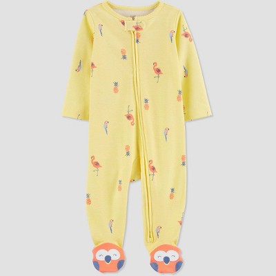 Image of Baby Girls' Parrot Footed Pajama - Just One You® made by carter's Yellow 0-3M