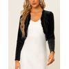 INSPIRE CHIC Women's Cocktail Party Open Front Long Sleeve Cropped Velvet Shrug Cardigan - 2 of 4