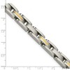 Black Bow Jewelry Men's Stainless Steel & 14k Yellow Gold Inlay Link Bracelet, 8 Inch - 3 of 4