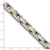 Black Bow Jewelry Men's Stainless Steel & 14k Yellow Gold Inlay Link Bracelet, 8 Inch - image 3 of 4