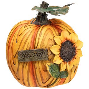 Northlight Sunflower Blessings Pumpkin Fall Harvest Decoration - 7" - 1 of 4