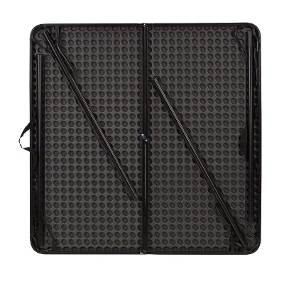 Dark Gray Square Metal and Plastic Folding Table with Handle