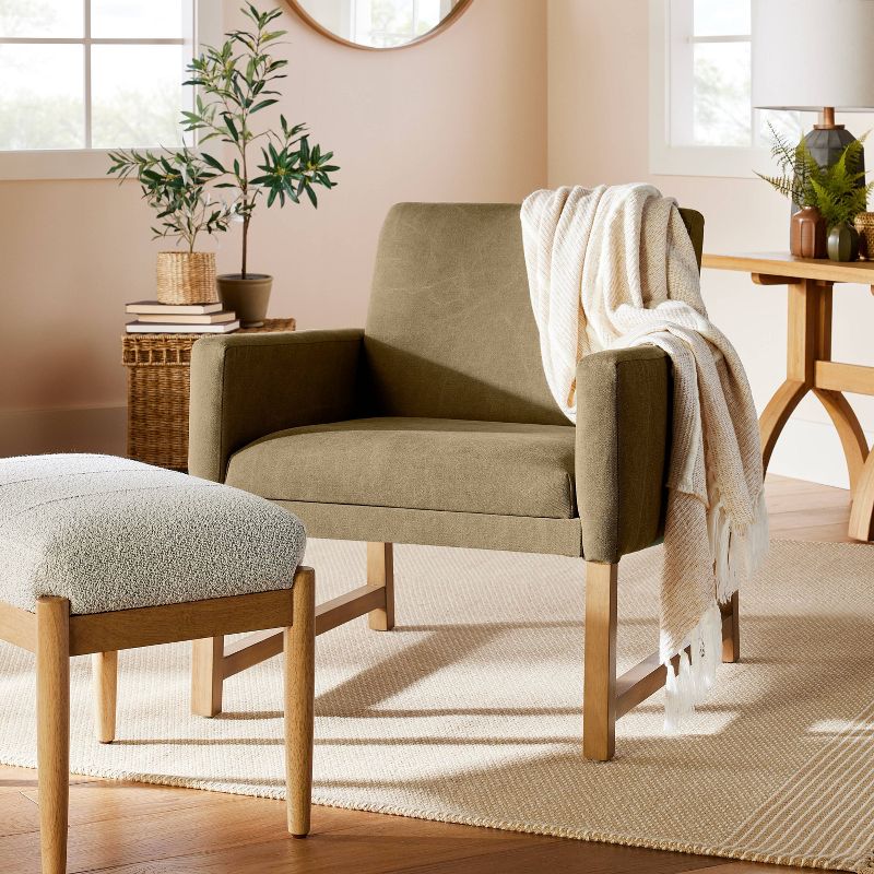 Canvas Upholstered Accent Arm Chair - Khaki - Hearth &#38; Hand&#8482; with Magnolia, 3 of 11