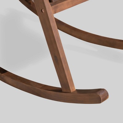 Louise Dark Brown Acacia Wood Rocking Chair with Cream Cushions