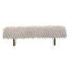 Upholstered Ottoman Bench, Sturdy Long-Haired Faux Wool Bench with Solid Rubber Wood Legs, Brown - ModernLuxe - 4 of 4