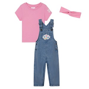 Ms. Rachel Baby Girls Denim Cosplay Overall, T-Shirt and Headband 3 Piece Outfit Set Infant Sizes (12 Months - 5T) - 1 of 4