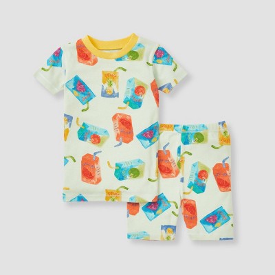 Image of Burt's Bees Baby® Toddler Boys' 2pc Juice Box Cotton Snug Fit Pajama Set - Yellow/Green 2T